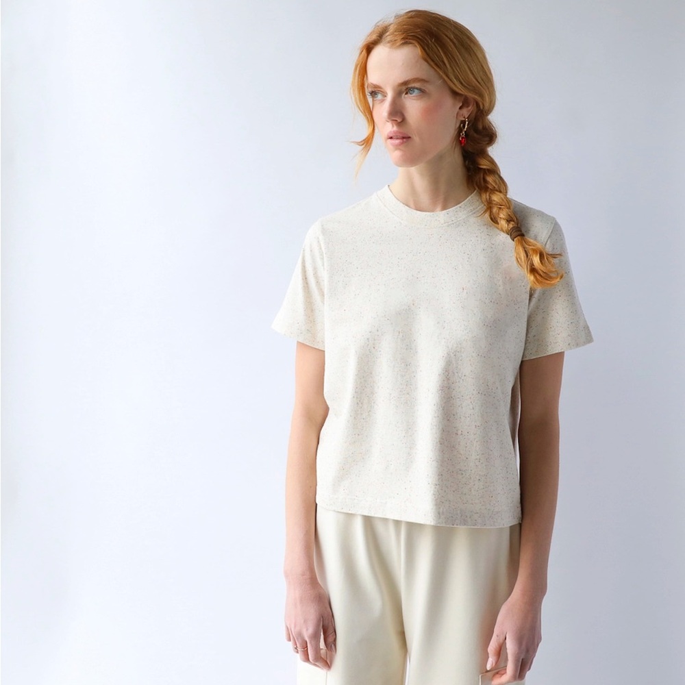 Okayok boxy cropped t-shirt flecked small cotton